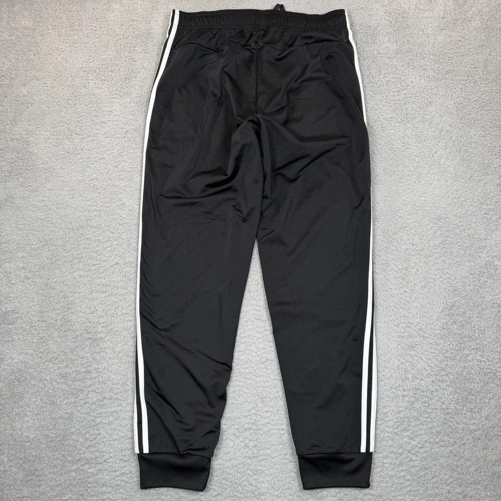 Adidas Mens Black White 3 Stripe Cuffed Track Pants Joggers Large